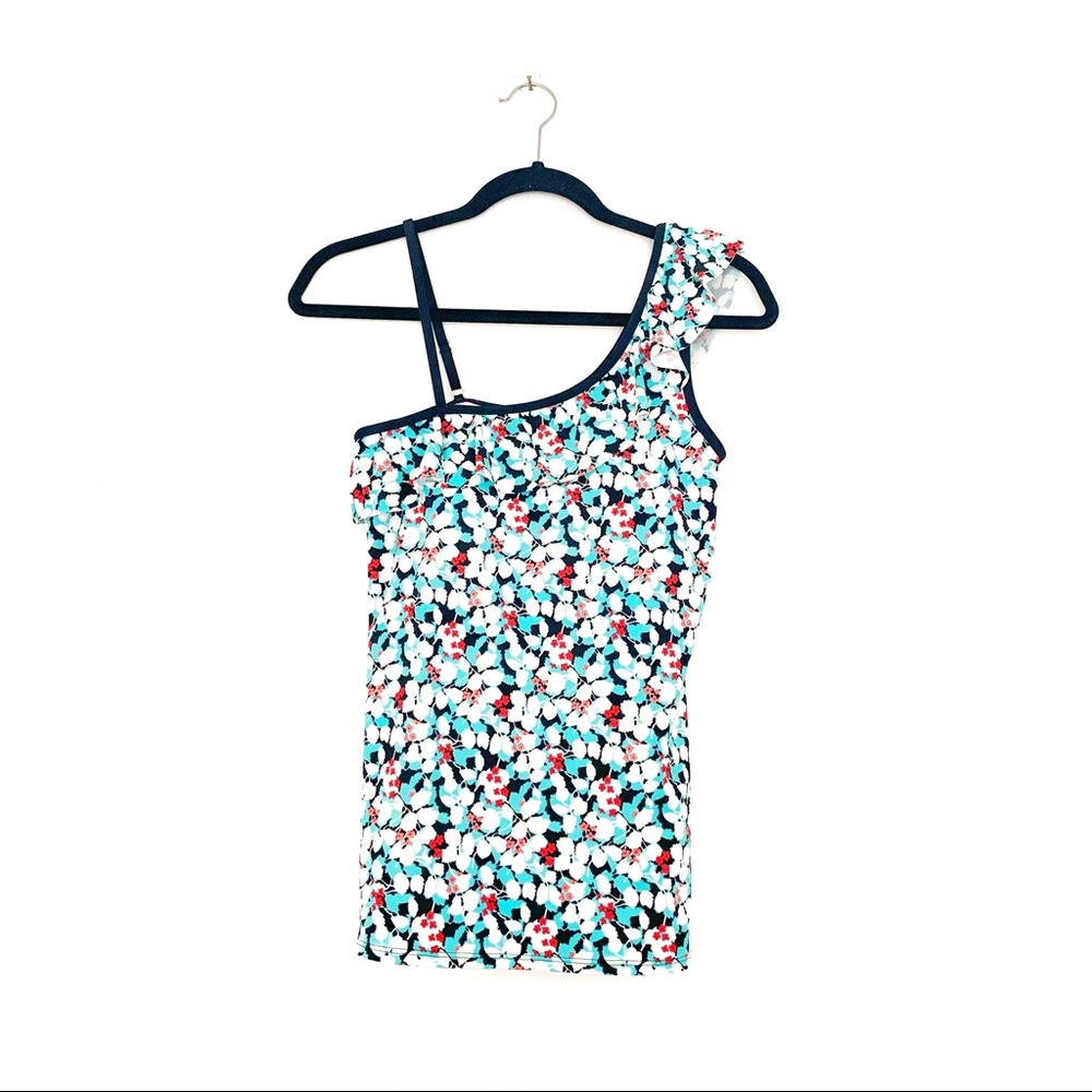 Lime Ricki Turquoise Floral Ruffle Swim Tankini